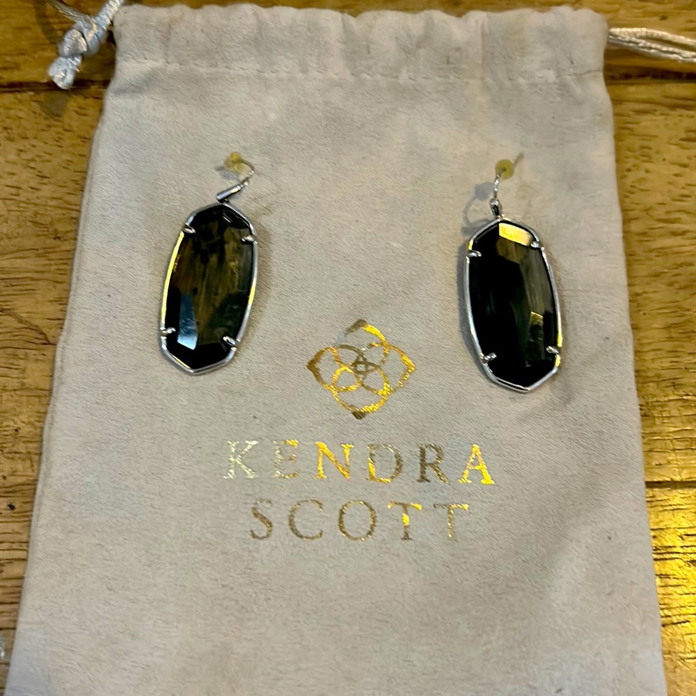 Kendra Scott black and silver drop earrings